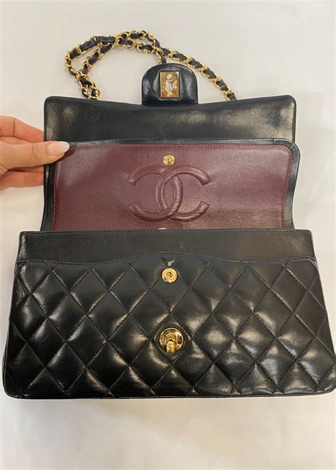 chanel vintage black lamb flap